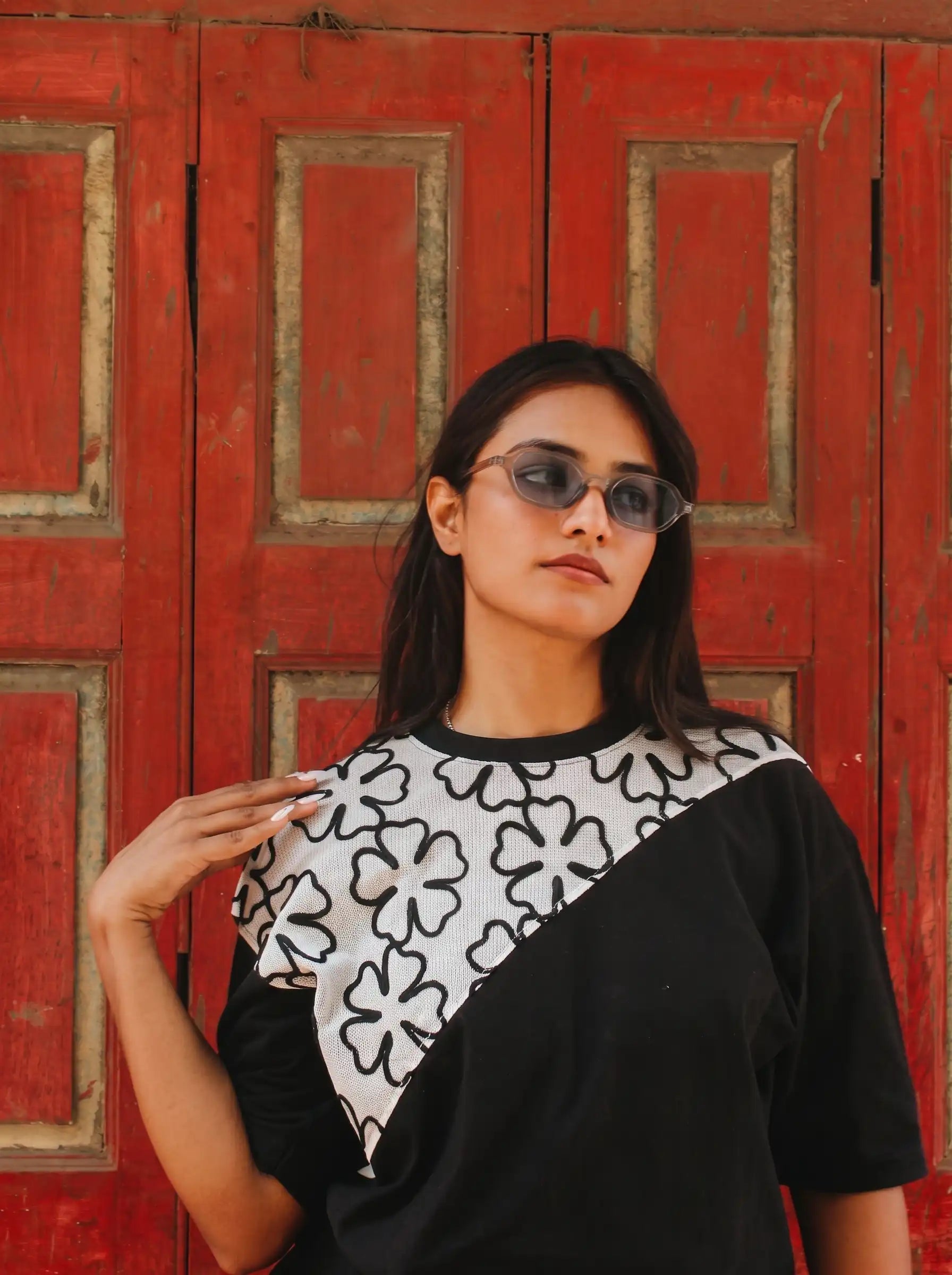 Orded Jute Floral Patchwork Tee