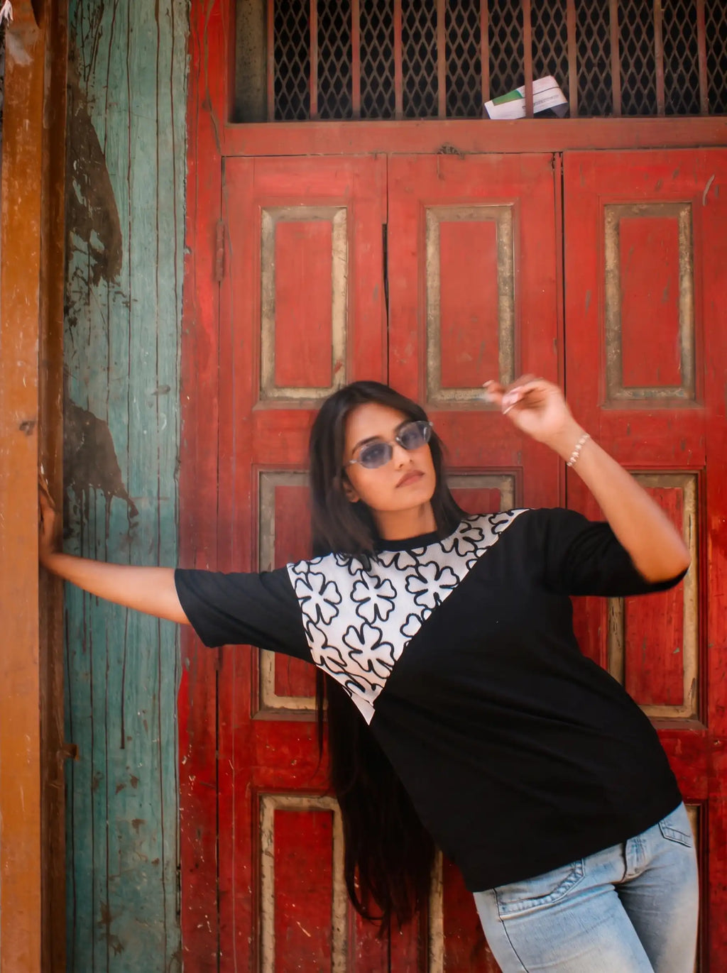 Orded Jute Floral Patchwork Tee