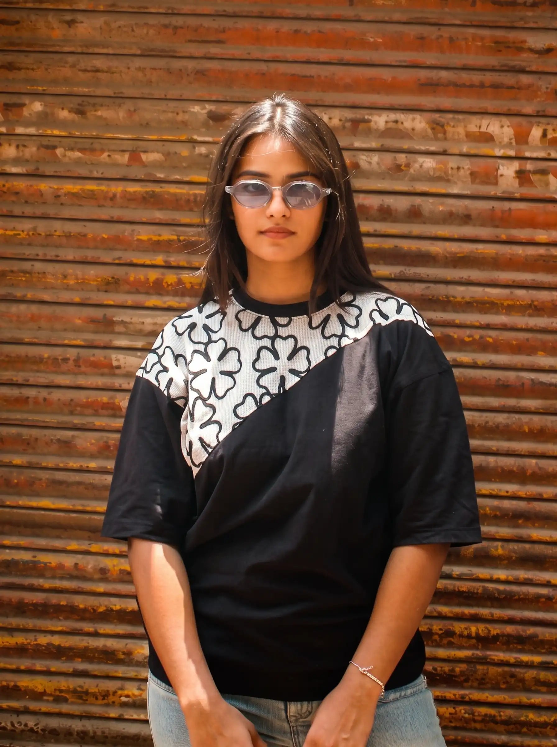 Orded Jute Floral Patchwork Tee