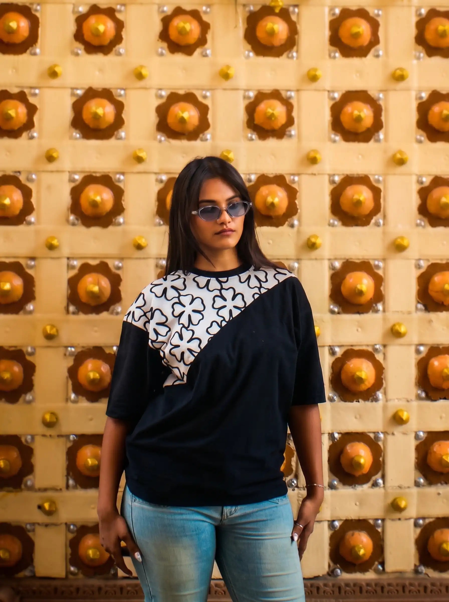 Orded Jute Floral Patchwork Tee