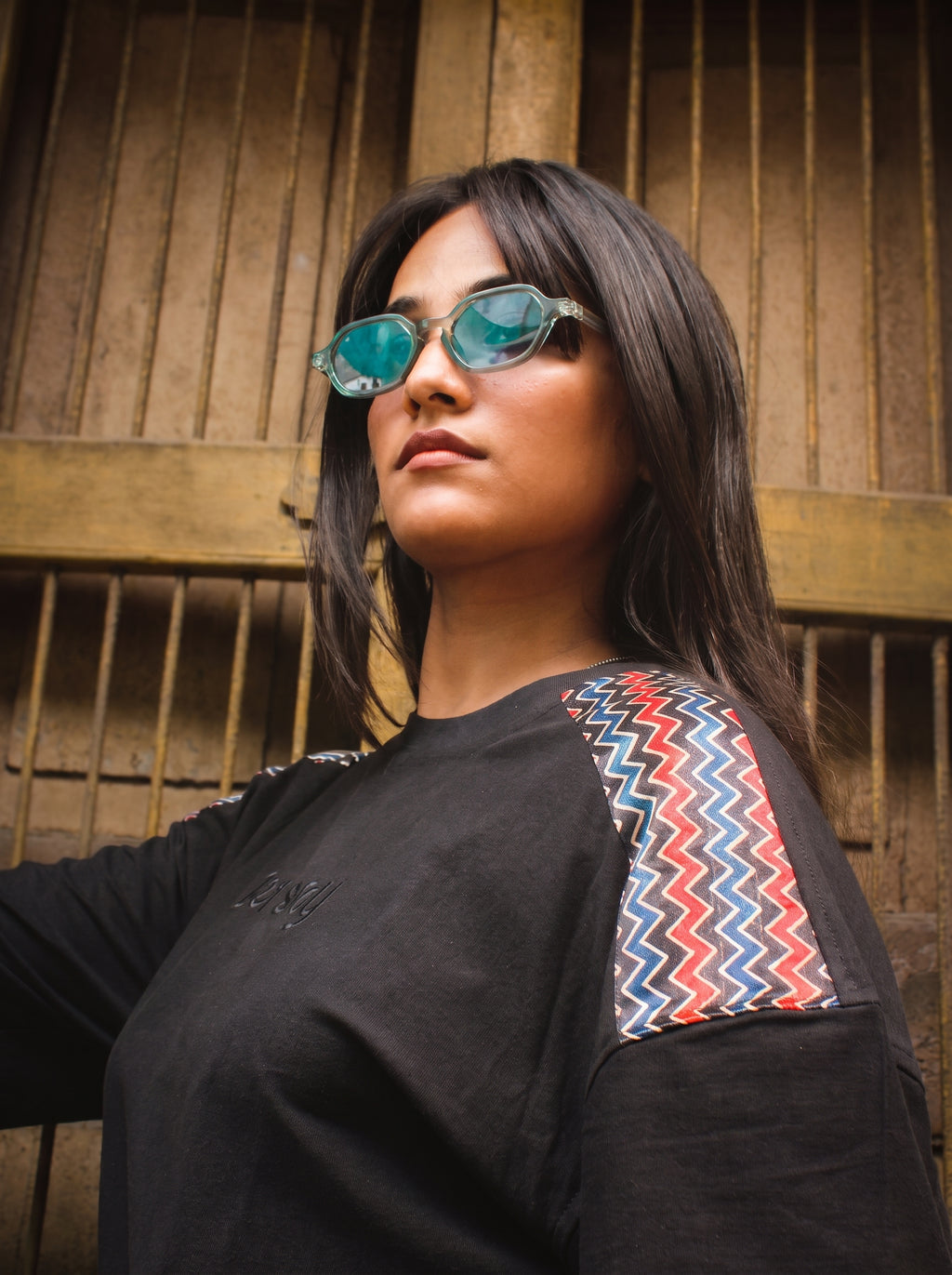 Signature Edition Silk Leheriya Print Yoke Tee