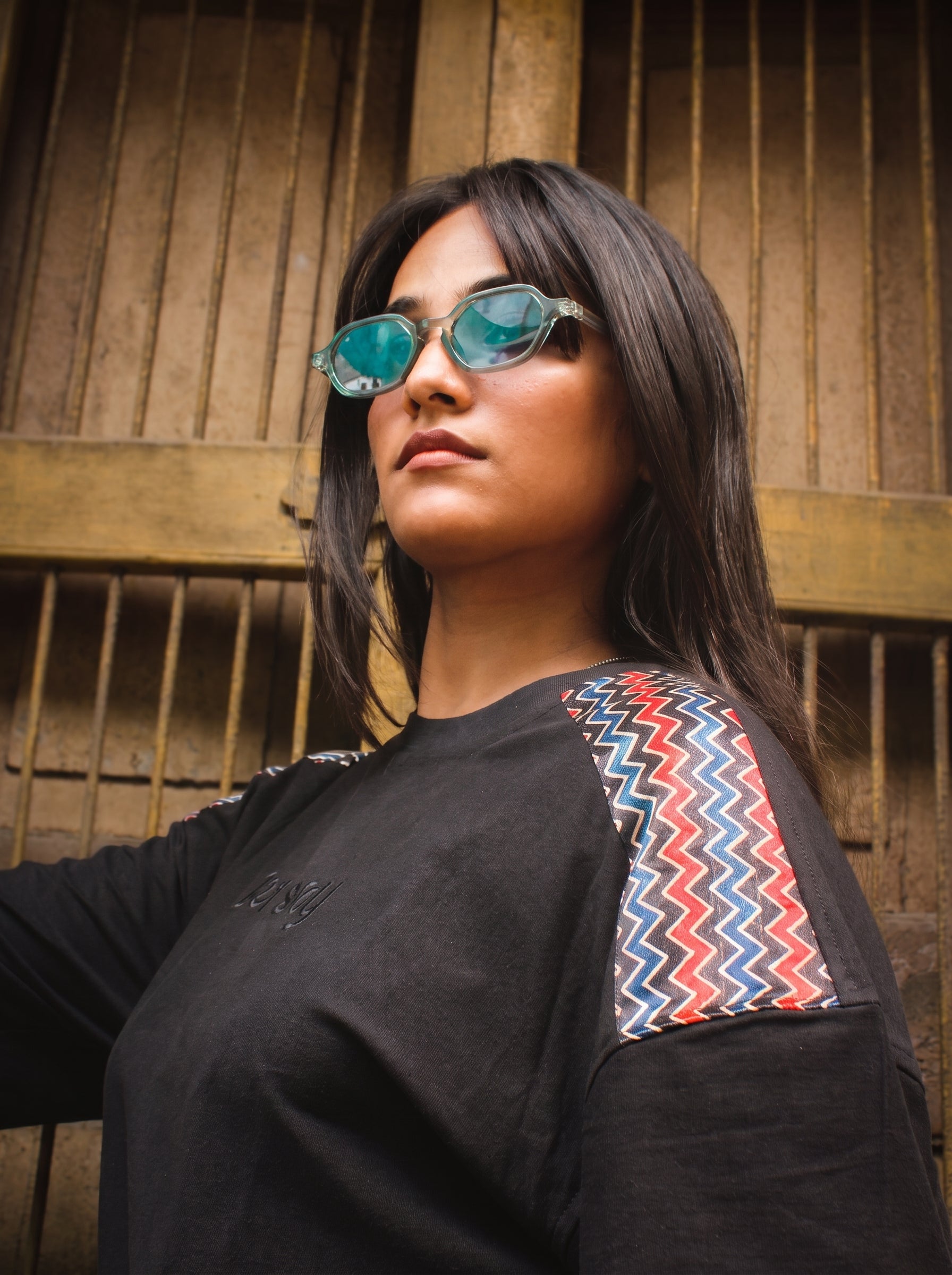 Signature Edition Silk Leheriya Print Yoke Tee