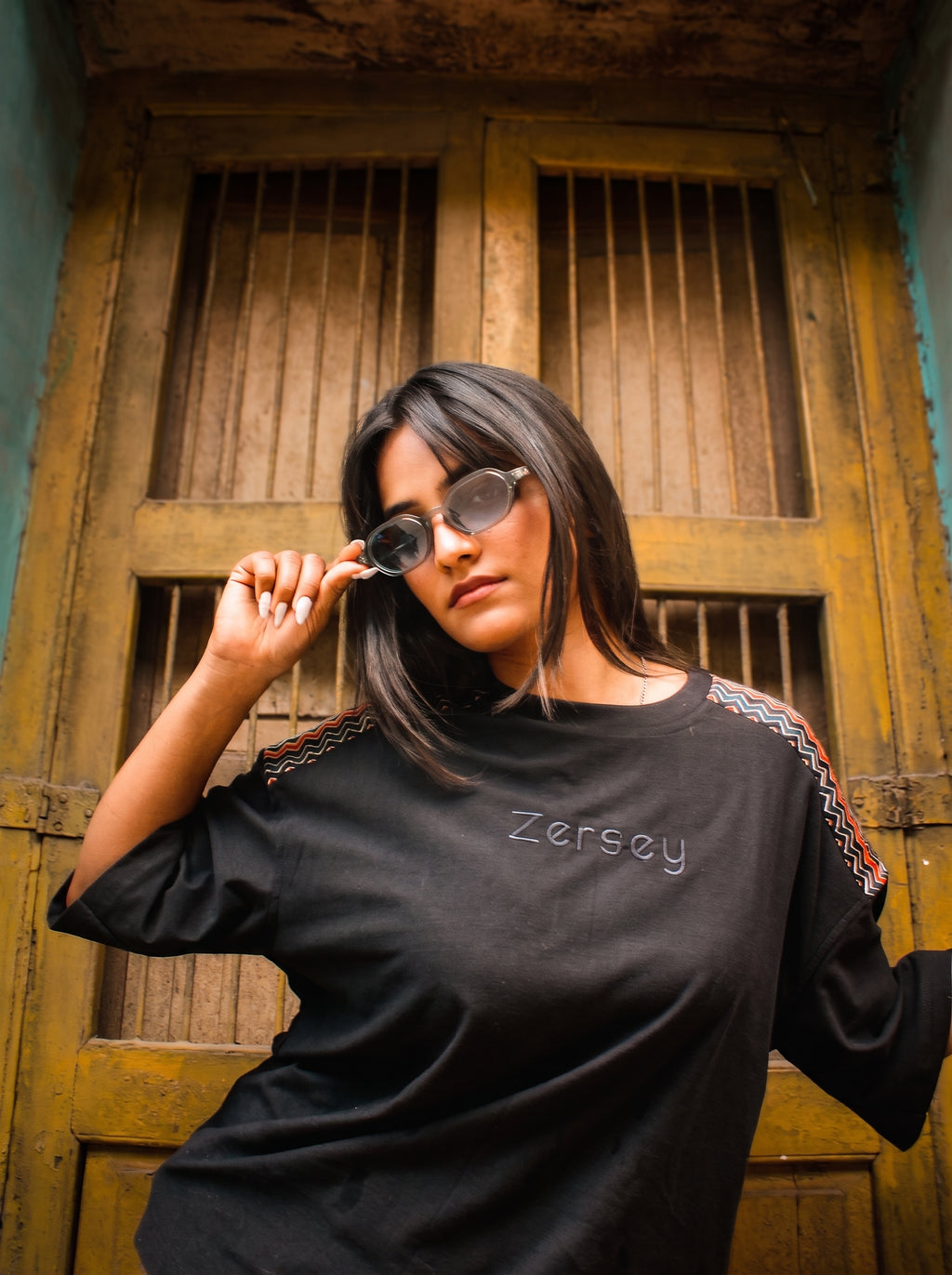 Signature Edition Silk Leheriya Print Yoke Tee