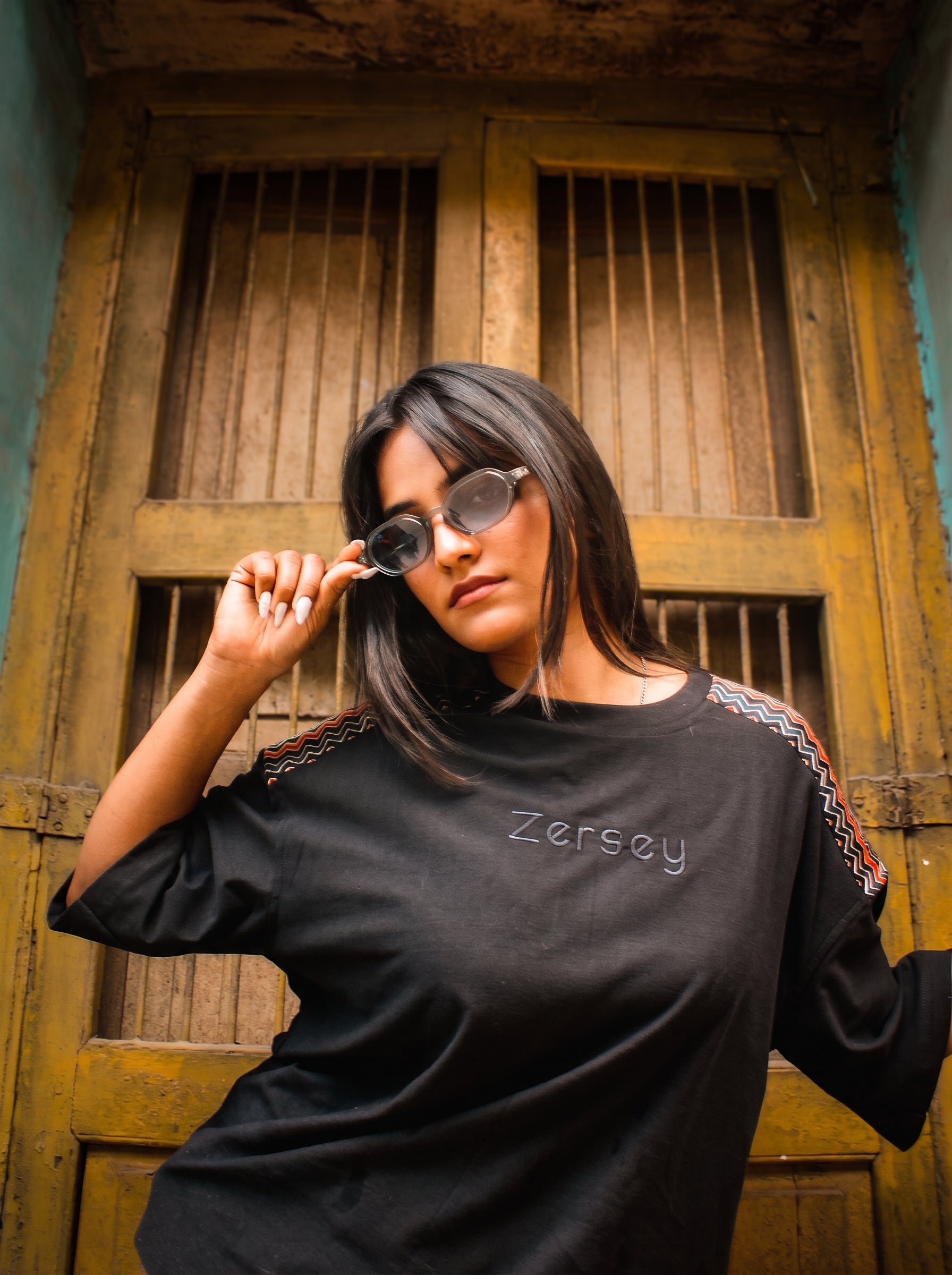 Signature Edition Silk Leheriya Print Yoke Tee