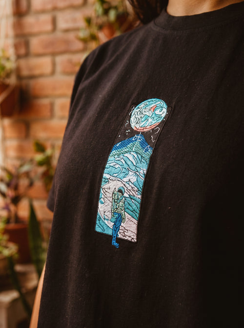 Beyond the Horizon – Astronaut Embroidered T-Shirt